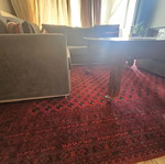 Corner sofa used, solid beech wood, gray, with ottoman extension