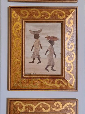 Vintage 3 χειροποίητοι πίνακες του Nzibou Brown από την Καραϊβική του 1990