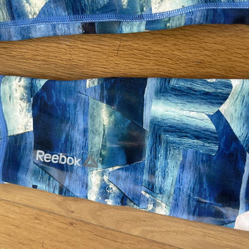 Reebok leggings used, summer design, beige and blue