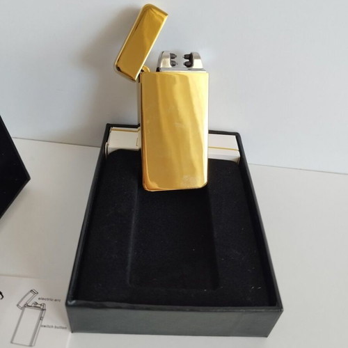 Electric rechargeable lighter gold mirror new