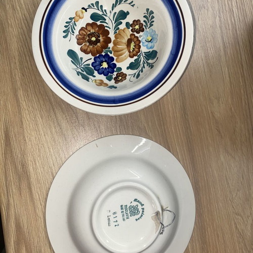 Vintage hand-painted ceramic plates Fajans Włocławek set of 2