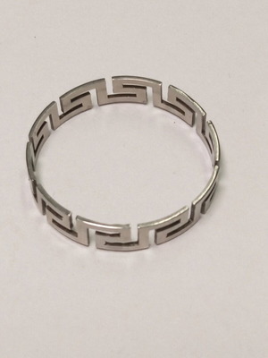 Machine ring from white metal Maïandros size 14.75, silver color