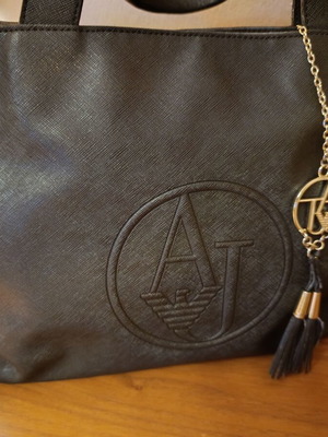 Armani Jeans handbag used, black with gold details