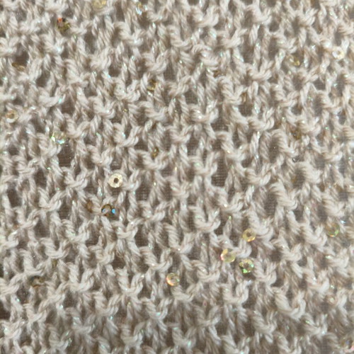Handmade knitted scarf shawl beige with subtle gold thread new