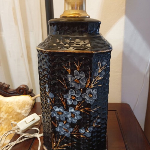 Two vintage Asian style table lamps Chinoiserie, 60cm height