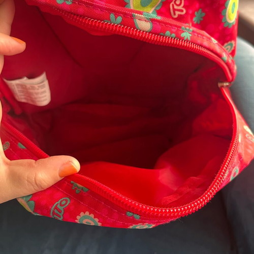 Totto school bag with red floral design, like new