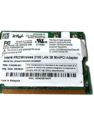 Intel ProWireless 2100 LAN Mini PCI Card new