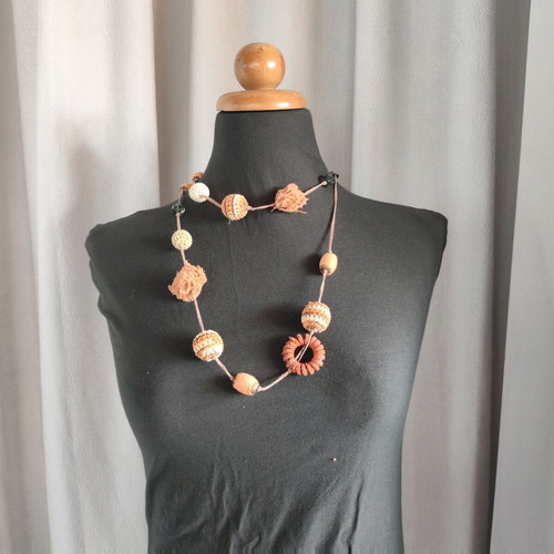 Handmade Boho Necklace ~100cm, earth tones