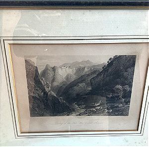 1837 Σούλι χαλκογραφία by Thomas Allom σε κορνίζα με πασπαρτού