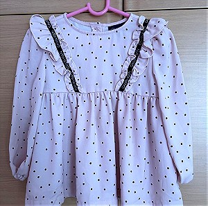 Μπλουζάκι για κορίτσια έως 3 ετών ροζ με μαύρο πουά Calvin Klein