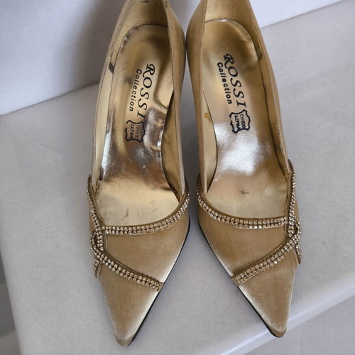 Rossi heels with genuine Swarovski stones, new, gold color, size 37