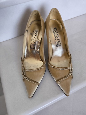 Rossi heels with genuine Swarovski stones, new, gold color, size 37
