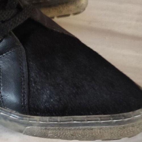 Leather ankle boots new, black without heels