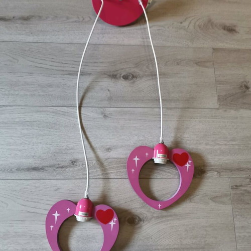Double ceiling light with heart designs wood like new