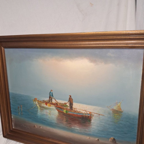 Christos Tselios Authentic Oil Painting on Canvas Signed Seascape 70x50 cm
