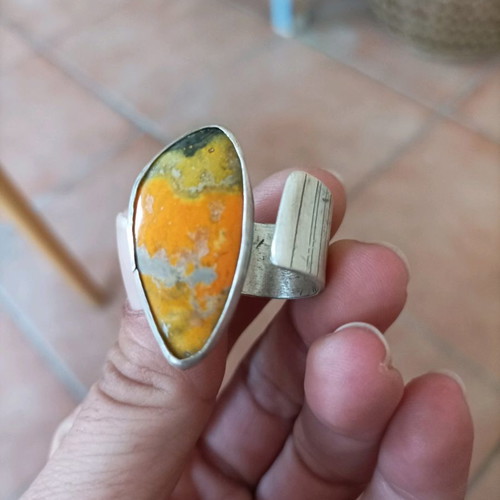 Handmade ring silver 925 with Bee Jasper and black oxidation new