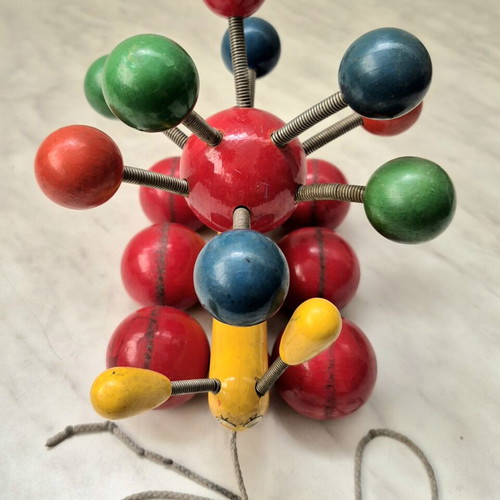 Vintage Wooden Kouvalias Pull Toy used, made in Greece