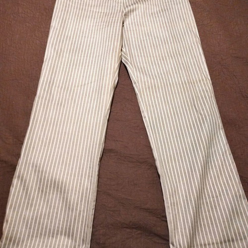 Striped summer pants Syran, white and beige, size L