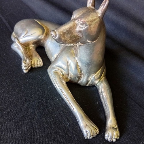 Silvered dog statuette used, 16.5/8 cm