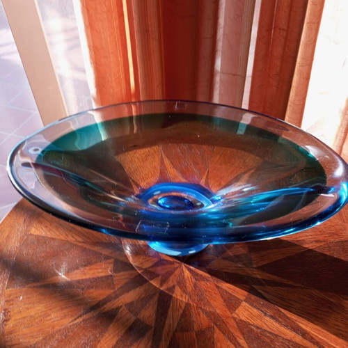 Kosta Boda Vision crystal bowl blue, design Göran Wärff