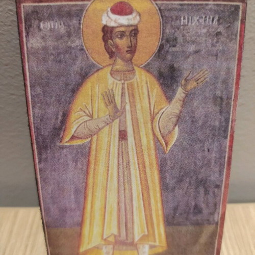Wooden handmade Byzantine icon of Saint Michael Paknanas new
