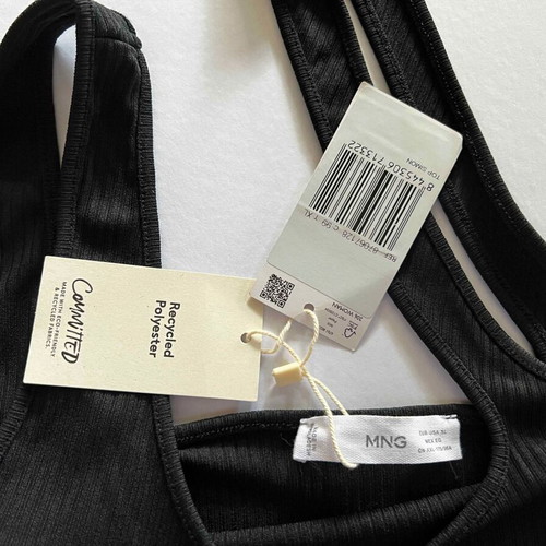 Mango black top with asymmetric straps new, size XL