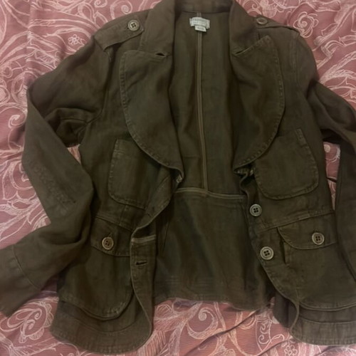 Women's brown linen jacket like new, mid-length and short, size M