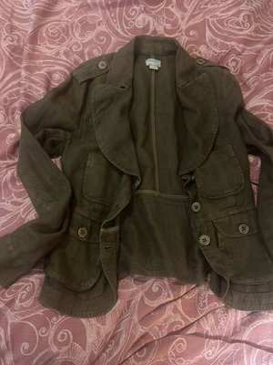 Women's brown linen jacket like new, mid-length and short, size M