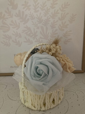 Vintage aromatic bouquet in decorative basket