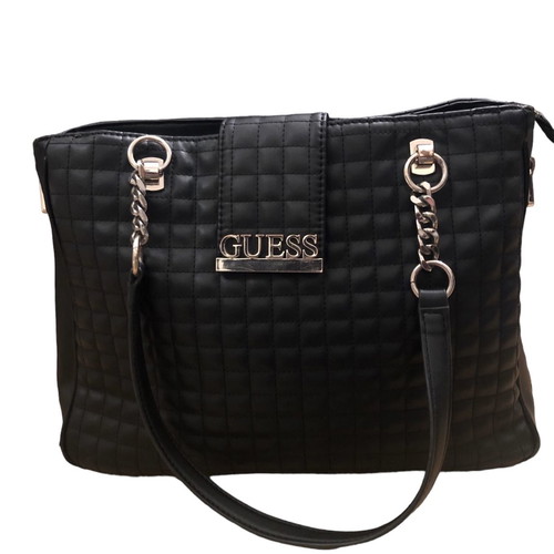 Guess black leather quilted shoulder bag used