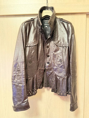 Patrizia Pepe leather jacket used, size small, dark brown