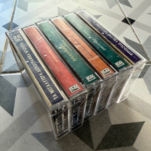 Cassette tapes used, collection of 6 Greek music albums from 1990s