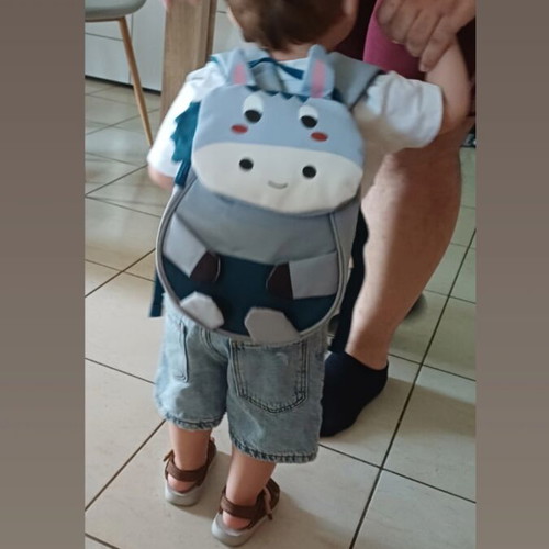 Lupilu Kids Backpack with Donkey Design like new, gray and blue