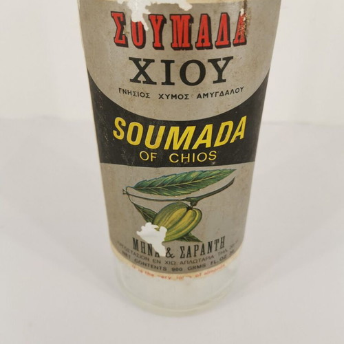 Glass bottle of Soumada of Chios used