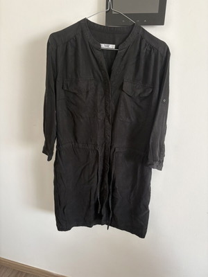 Mango black dress XS size with buttons and elastic waist like new