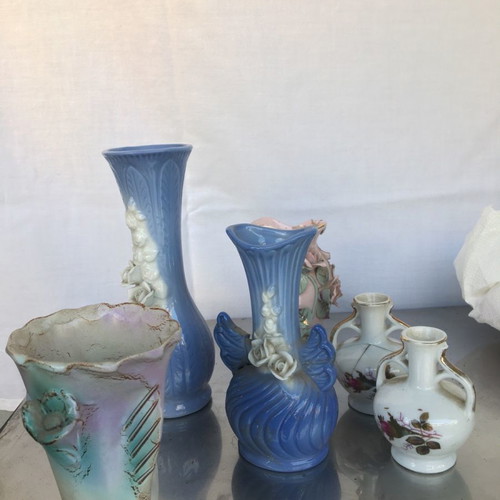 Set of 8 small ceramic vases used with cracks