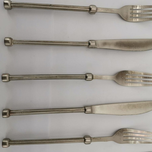 Silver-plated forks and knives used, set of 3+3, 1970 era
