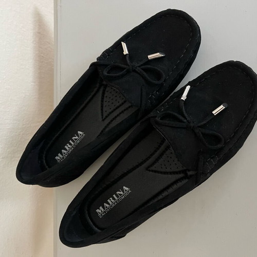 Moccasins new, leather, size 38/39, black