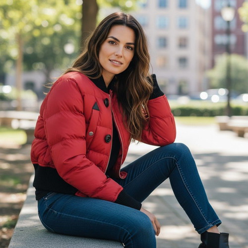 DSQUARED2 Misty Mountains Red Puffer Bomber Jacket IT 46