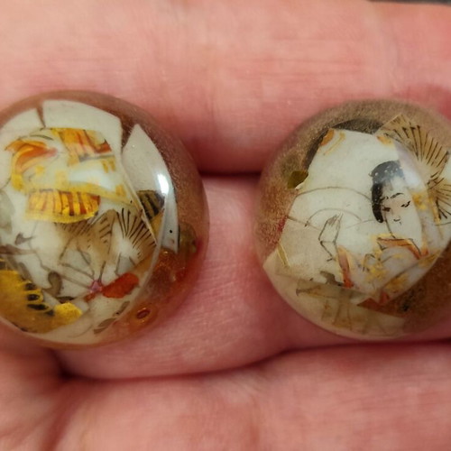 Handmade earrings with resin and porcelain pieces, new