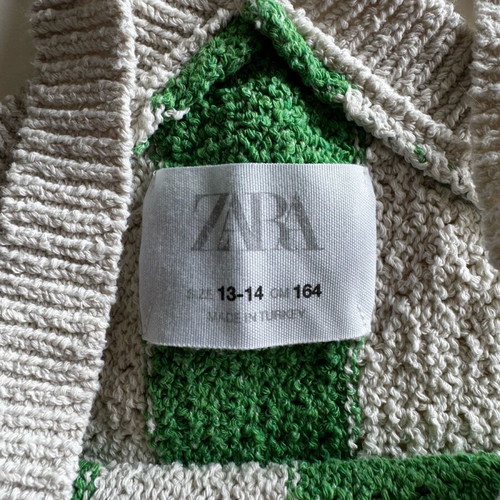 Zara girls dress 13–14 years like new, striped white and green