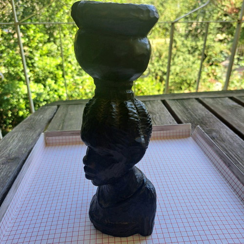 African vintage wood carving used ebony