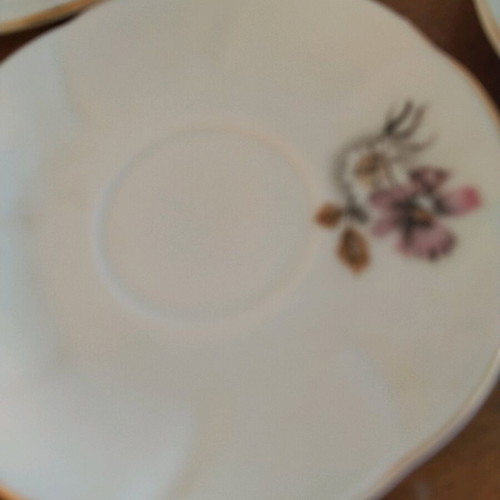 Porcelain cups used, set of 6 vintage with flowers and gold details