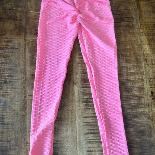 Pink textured scrunch leggings, size S