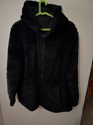 Black fur coat like new, size XL