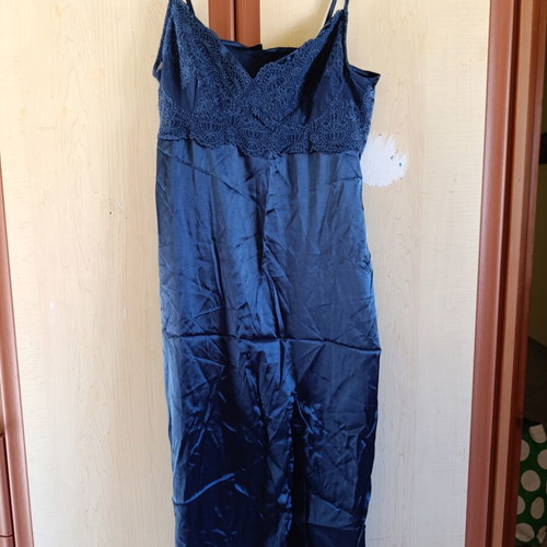 Shein blue nightdress new, midi length with thigh slit, XL
