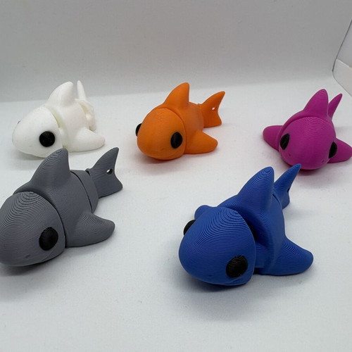 3D Printed Articulated Shark Fidget Toy new, various colors