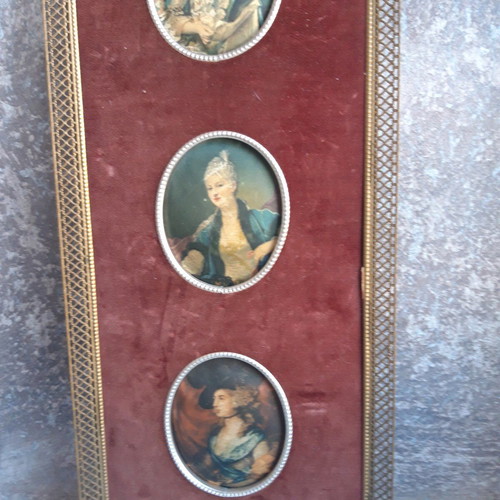 Vintage frame used with velvet and silk portraits of women