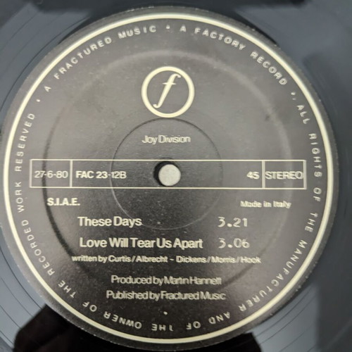 Joy Division Love Will Tear Us Apart 12" vinyl record used, rock
