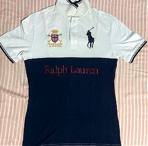 Κοντομάνικη μπλούζα Polo Ralph Lauren λευκή και σκούρο μπλε
